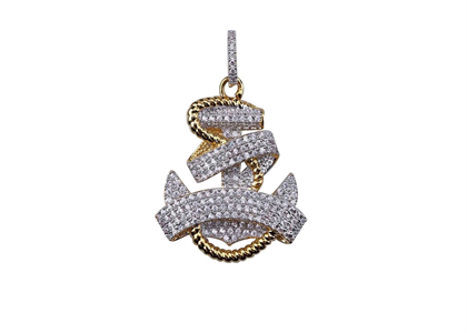 Iced Out Marine Hip Hop Anchor Pendant